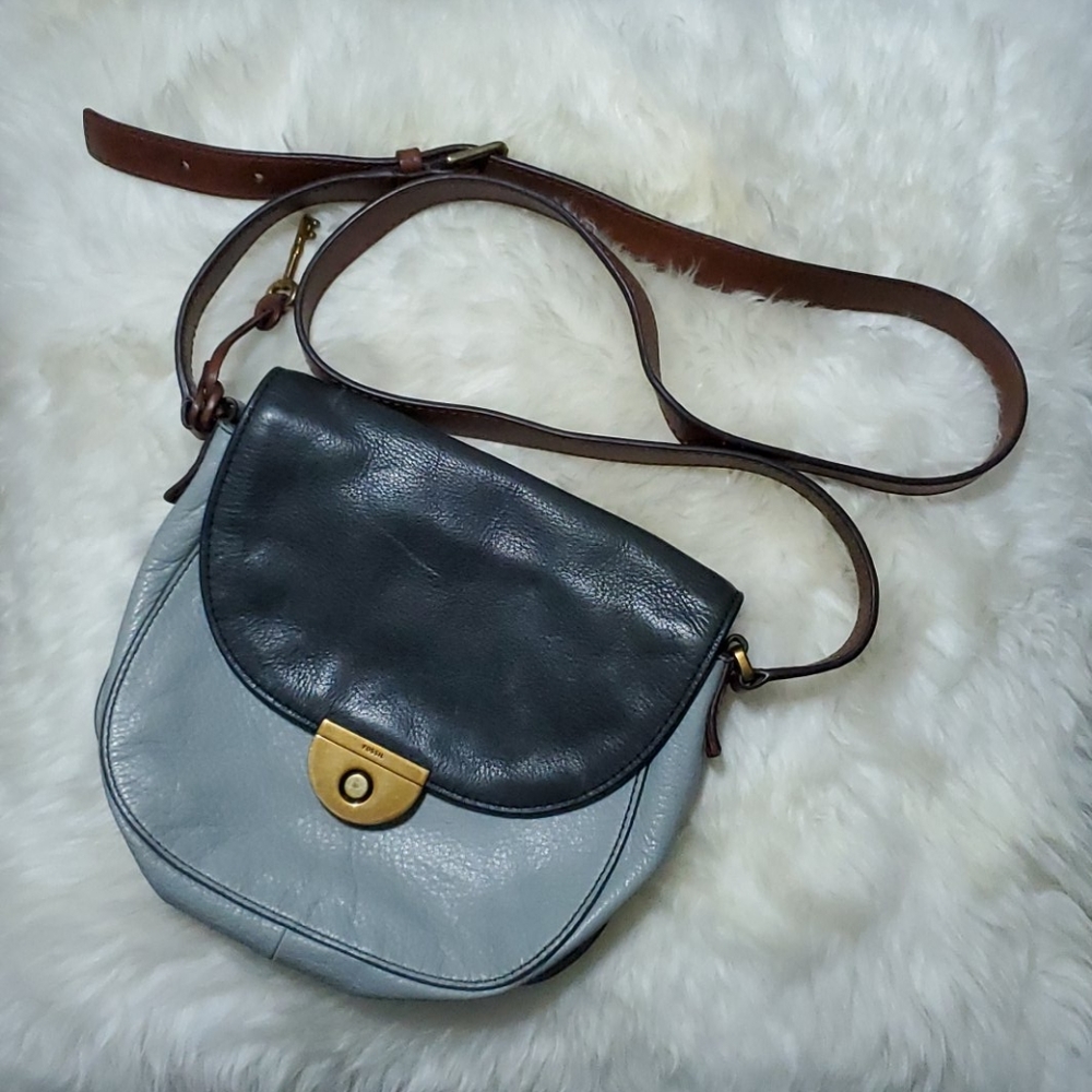 Fossil Crossbody Bag Small Navy and Light Blue